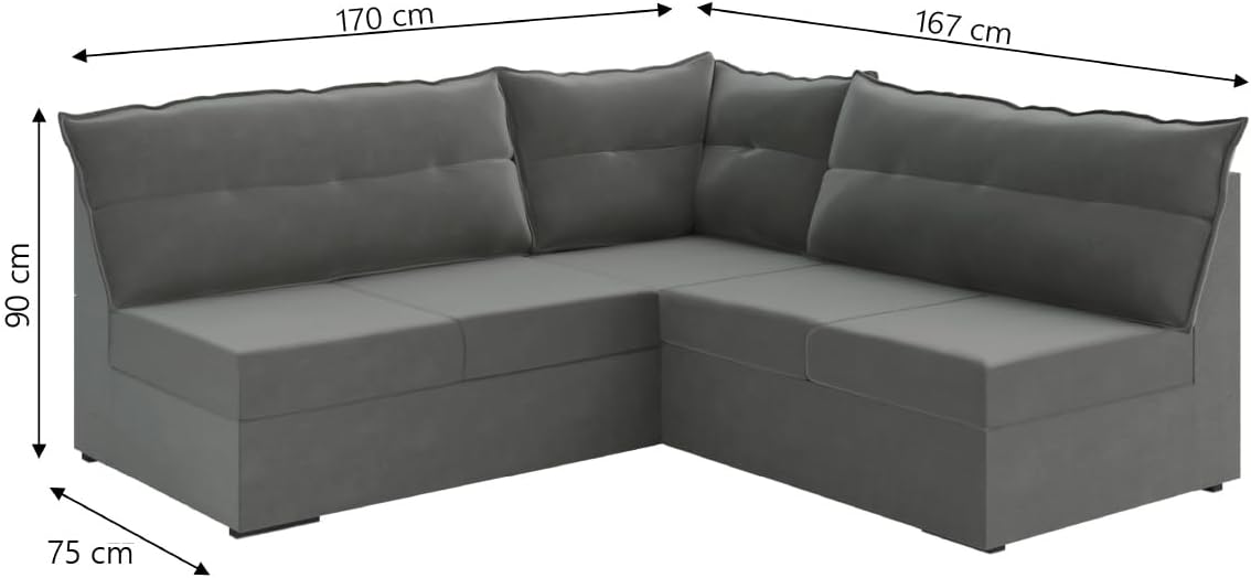 Sofá de Canto 5 Lugares Renaut Suede Cinza 2