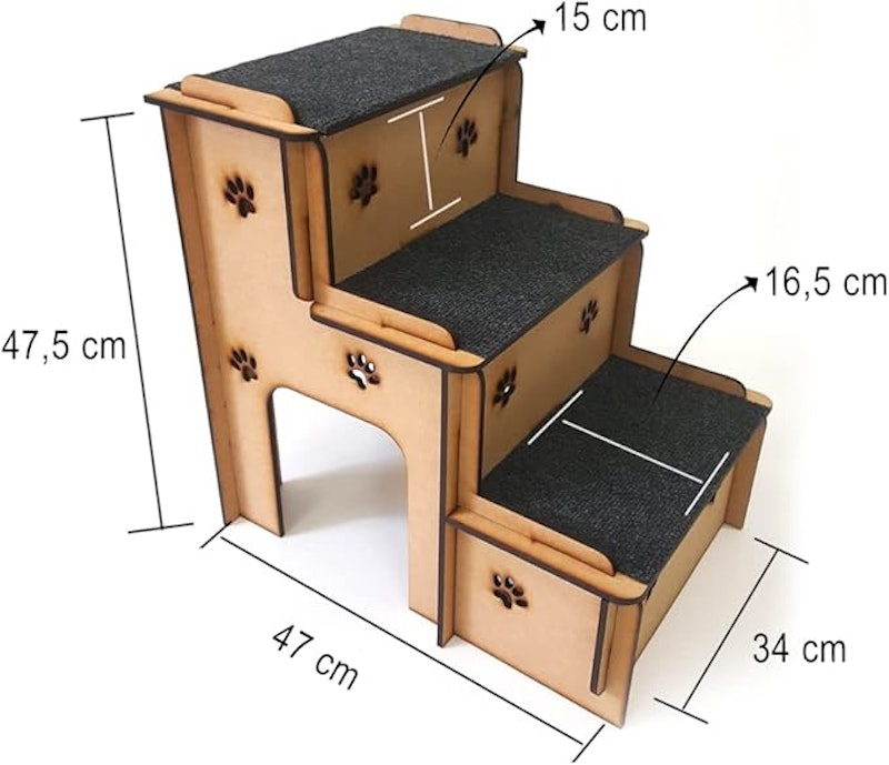 Escada Pet Cachorros em MDF 6 mm com Carpete Antiderrapante 5