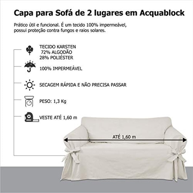 Capa para Sofá de 2 Lugares em Acquablock Impermeável 5