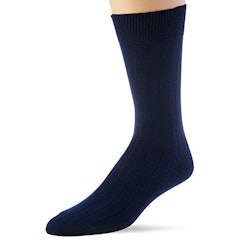 Kit 2 Pares Meia Casual Cano Longo Canelada Azul Escuro