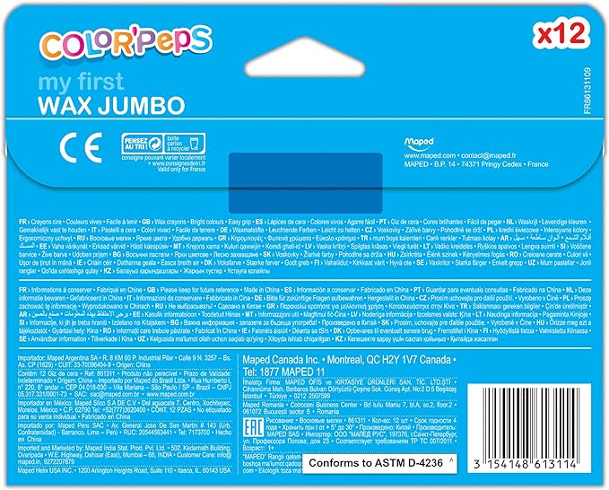 Giz de Cera Color'Peps Jumbo Estojo com 12 Cores 3