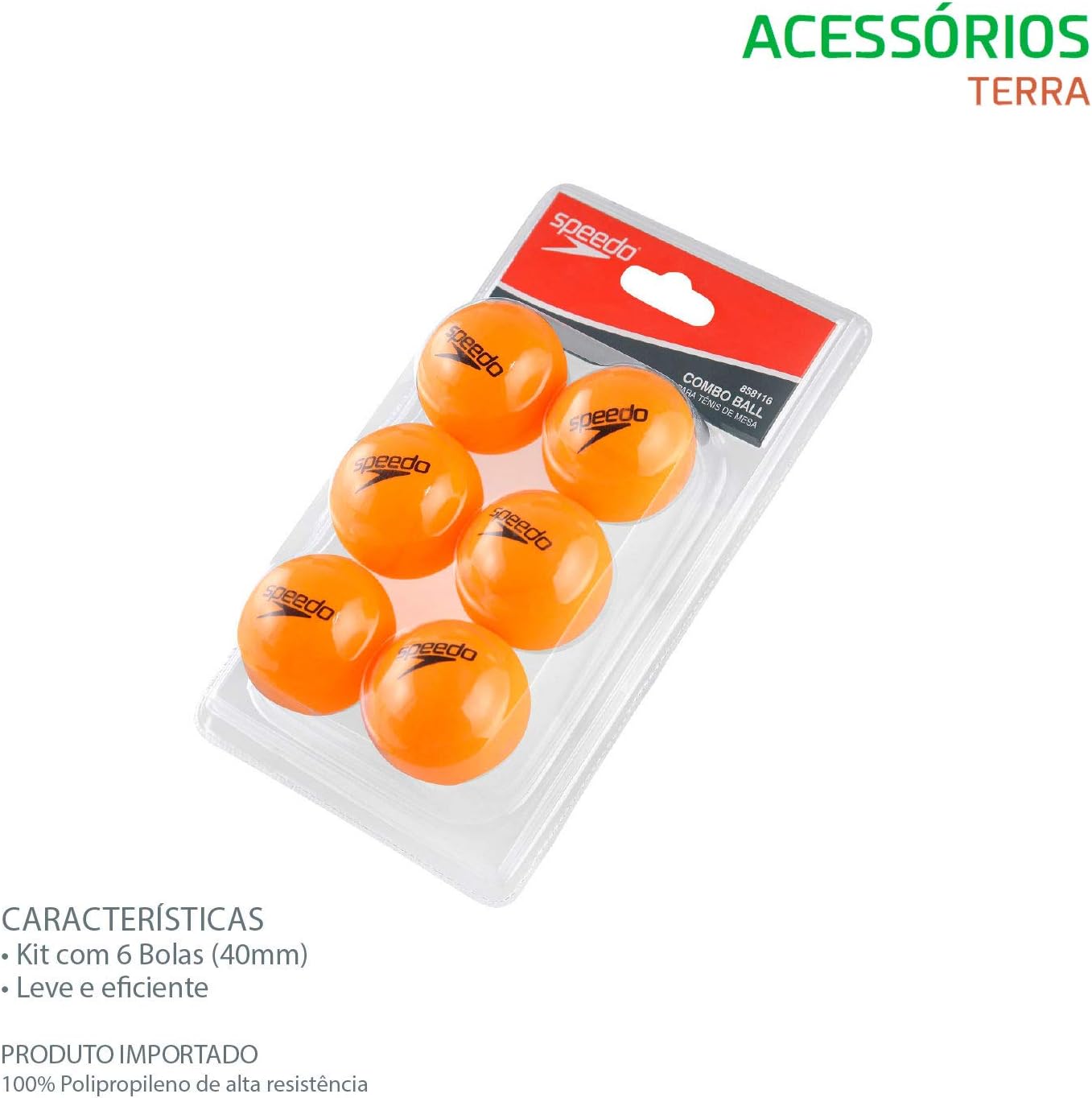 Kit de Bolas para Tênis de Mesa com 6 Unidades Laranja Speedo 2