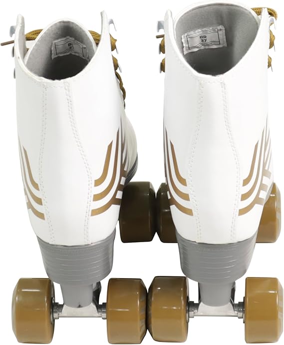 Patins Quad Retrô Branco & Dourado Bel 4