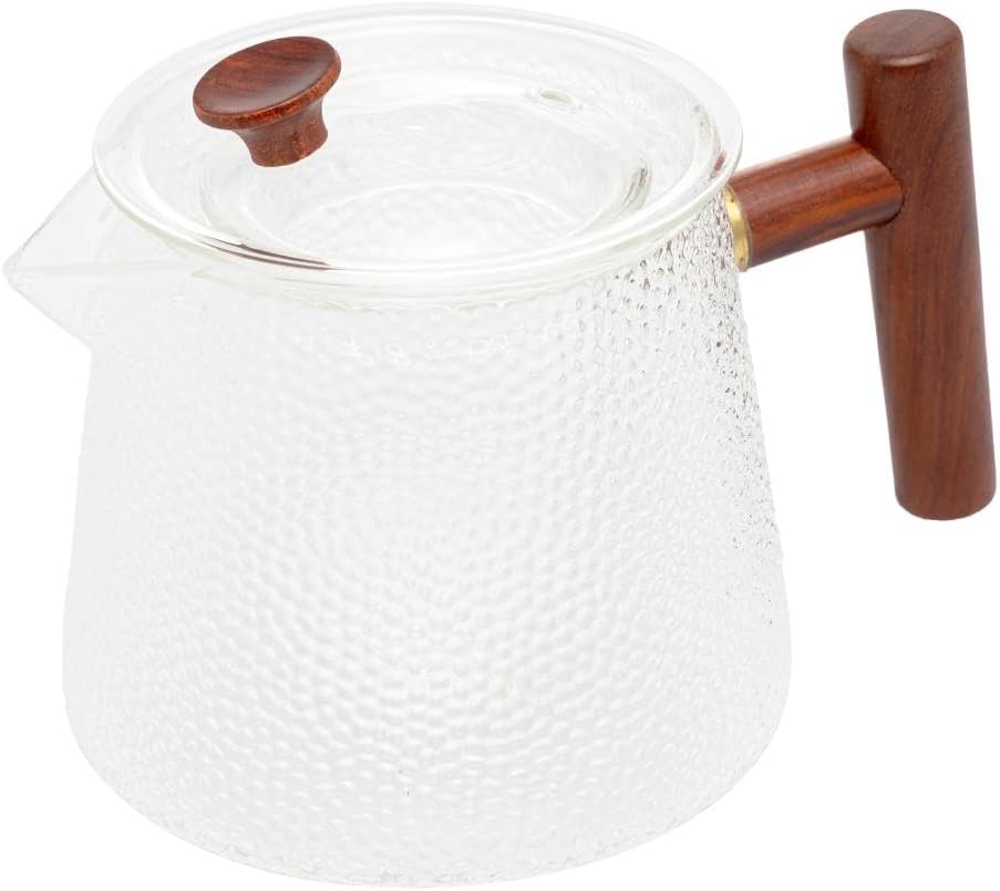 Chaleira de Vidro Borossilicato Martelado com Alça de Bambu 1