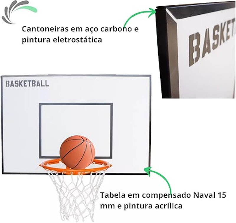 Tabela de Basquete Tamanho Oficial 1,80 m x 1,20 m 2