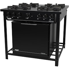 Fogão Industrial 4 Bocas Preto com Forno e Dupla Chama Dako Couraçado