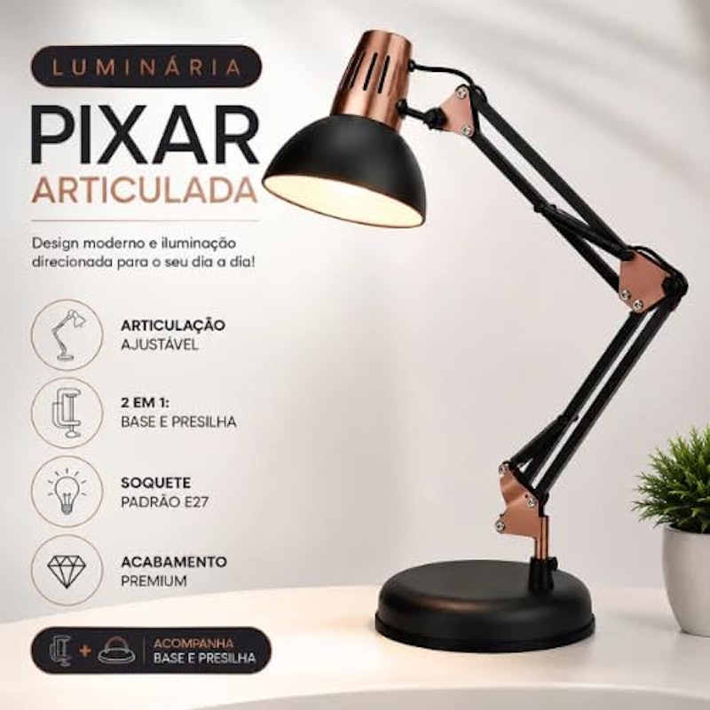 Luminária Articulada de Mesa LSMI Market 2
