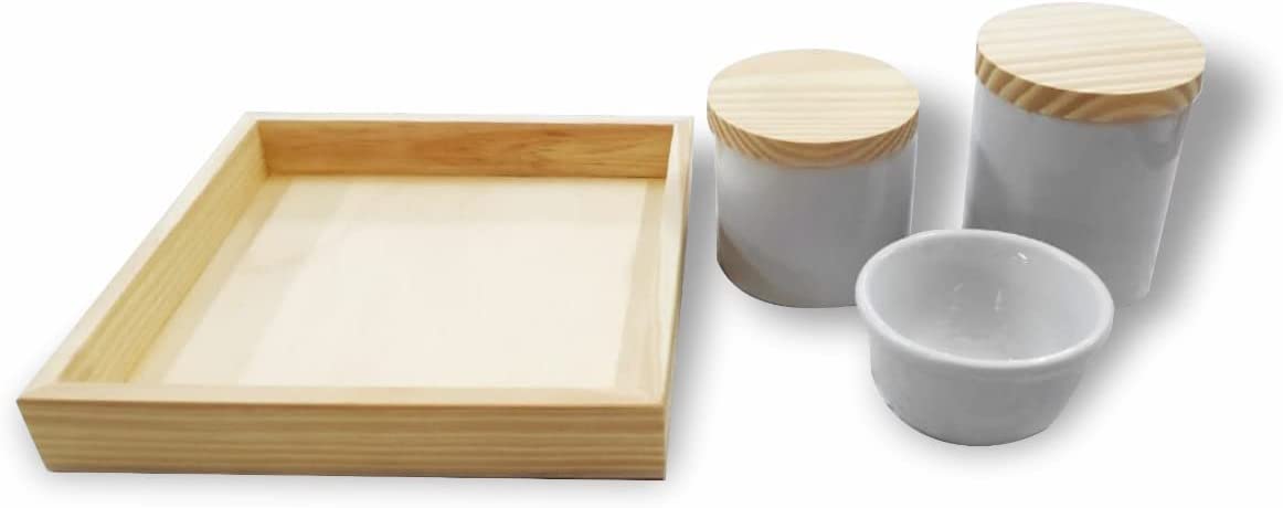Kit Higiene Bebê com Tampa e Bandeja Madeira Pinus 2