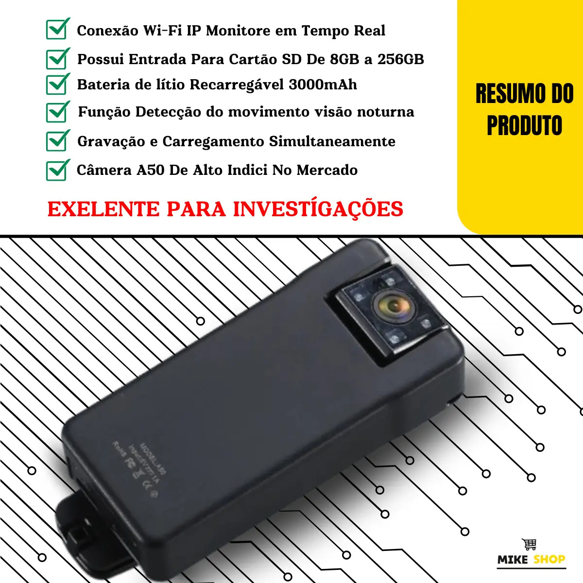 Mini Câmera A50 Full Hd 1080p 5