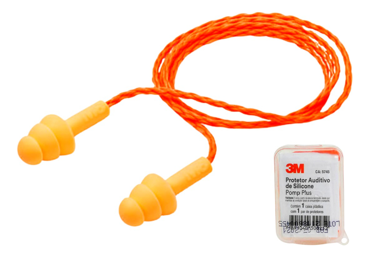 Protetor Auricular de Silicone 3M Pomp Plus com Cordão 3