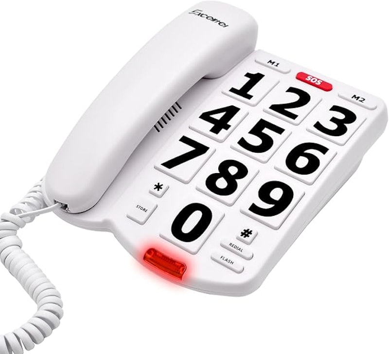 Telefone com Botão Grande para Idosos e Fio Retrô 1