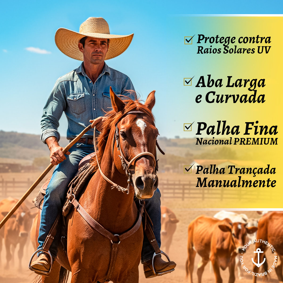 Chapéu de Palha Cowboy Kouk Authentic 5