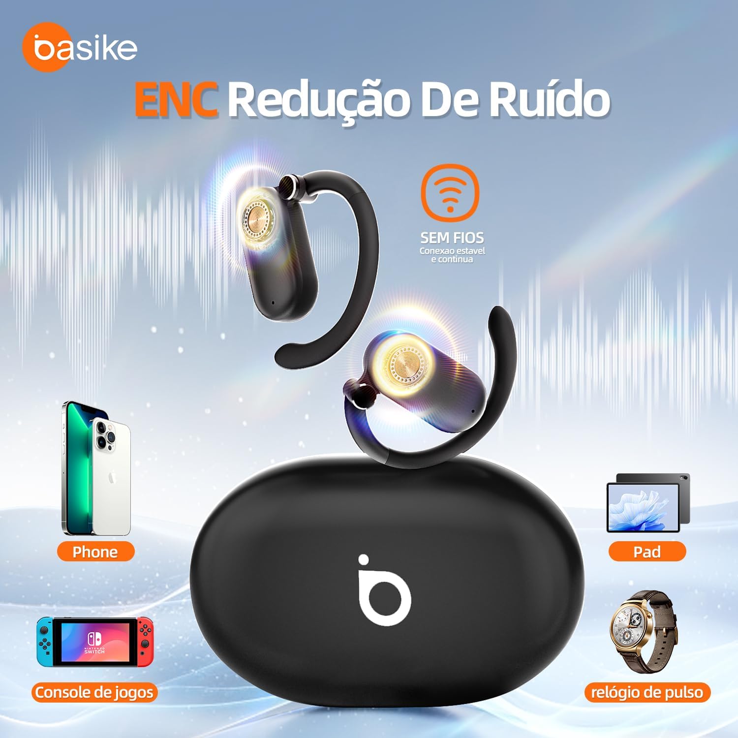 Fone de Ouvido Basike Ba FON 001 Bluetooth OWS 5