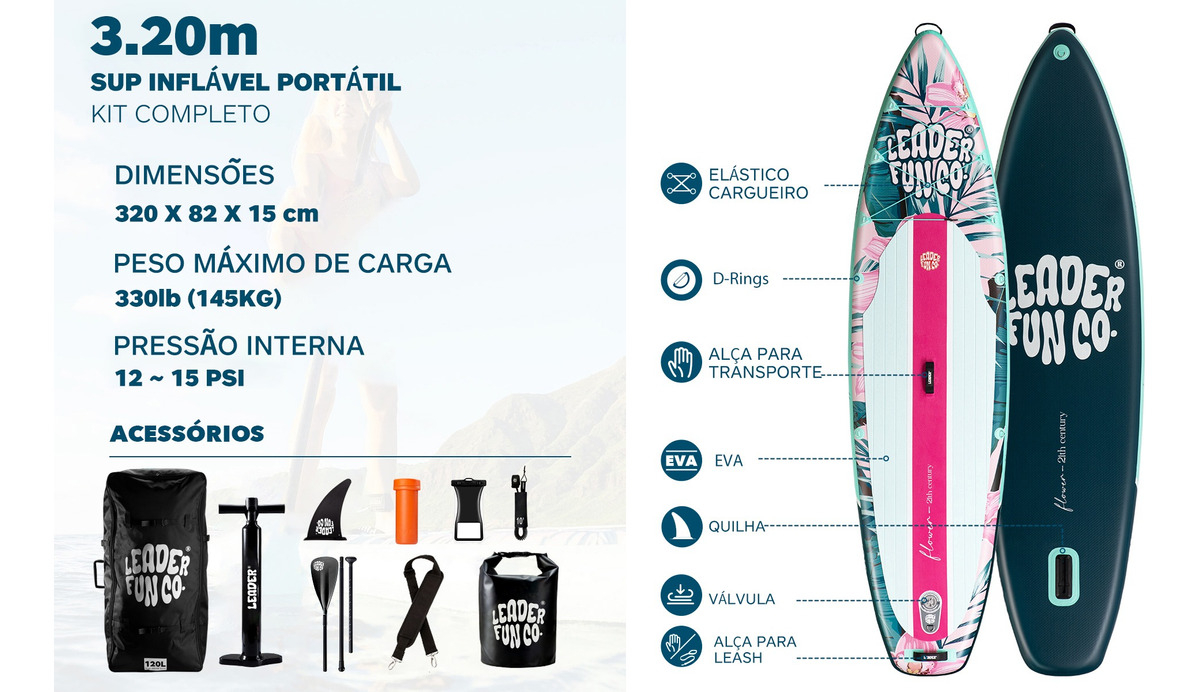 Prancha Stand Up Paddle Inflável Leader Balystic 2