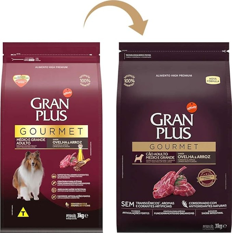 Ração GranPlus Gourmet Cão Adulto Médio e Grande Sabor Ovelha e Arroz 3