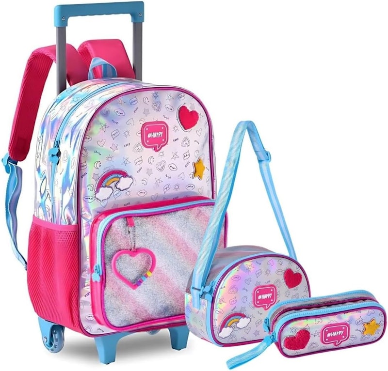 Mochila Infantil com Rodinha Clio Happy G Estojo e Lancheira 1