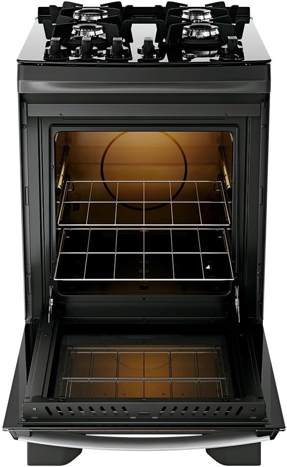 Fogão 4 Bocas Preto com Mesa de Vidro Dako Supreme Glass 3