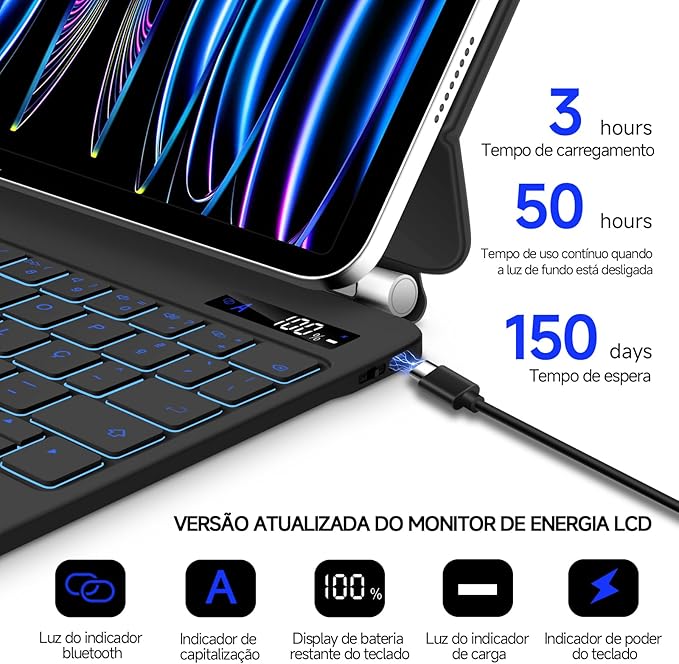 Capa com Teclado e Trackpad para iPad 10ª Geração 4