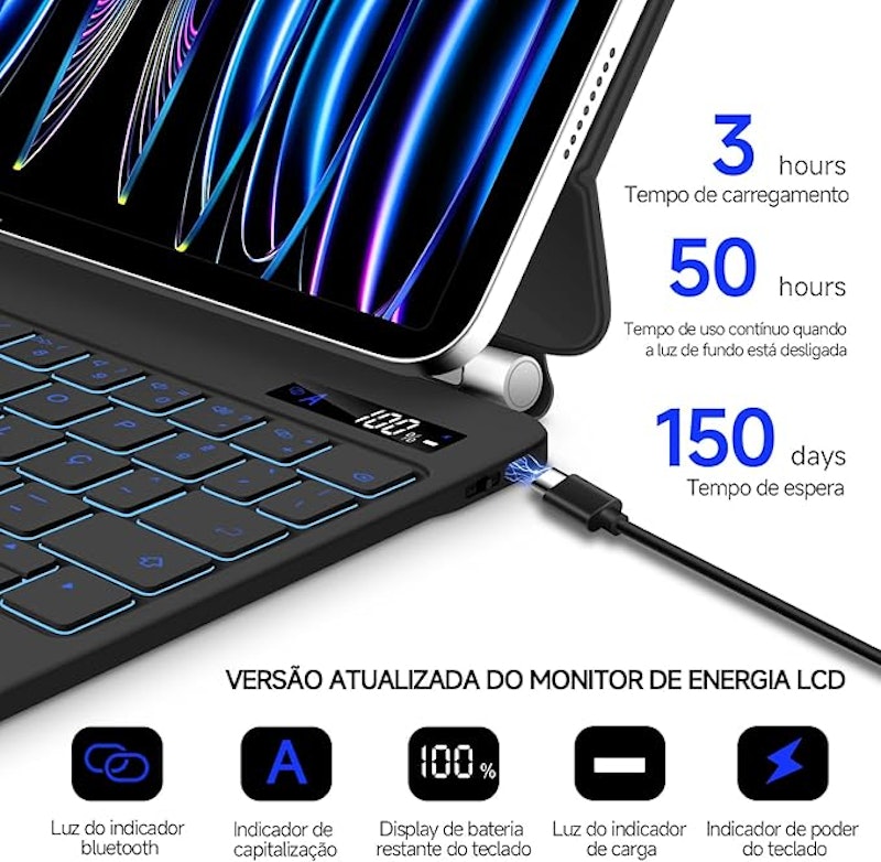 Capa com Teclado e Trackpad para iPad 10ª Geração 4
