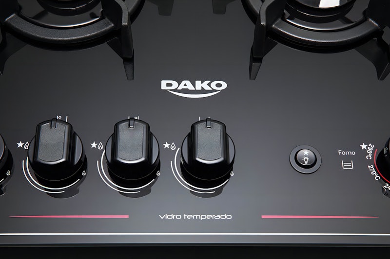 Fogão 5 Bocas Preto com Mesa de Vidro Dako Magister Bivolt 4