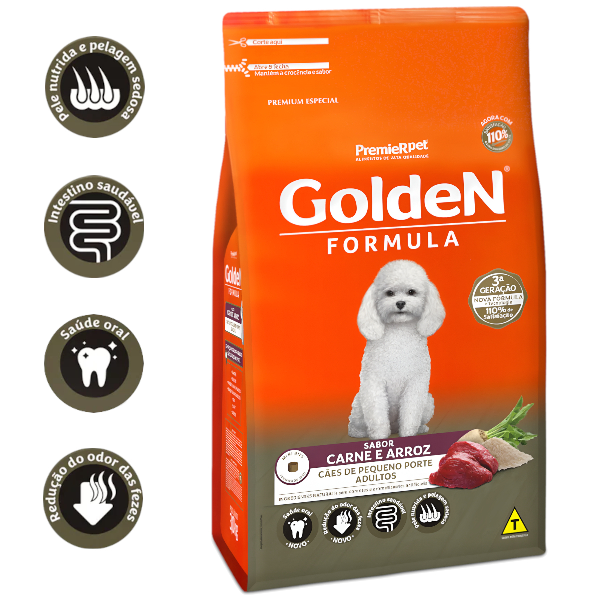 GoldeN Formula Cães Adultos Porte Pequeno Carne e Arroz 3