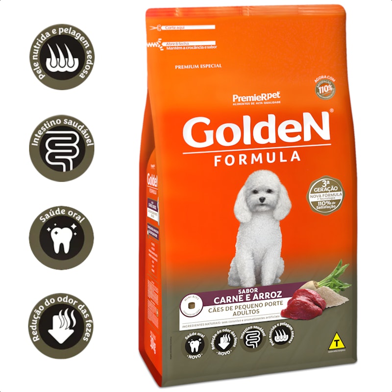 GoldeN Formula Cães Adultos Porte Pequeno Carne e Arroz 3