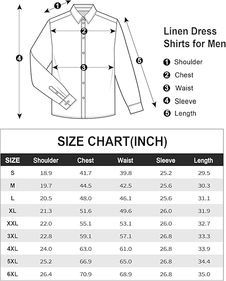 Camisa Masculina de Linho de Manga Comprida e Botões sem Rugas 5