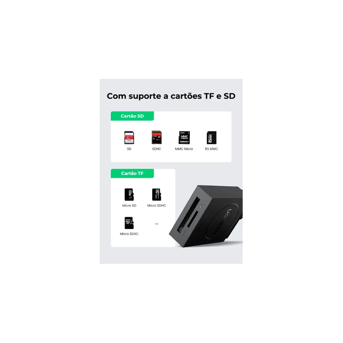 Adaptador Ugreen Cr127 Usb 3.0 p Micro SD e SD 2