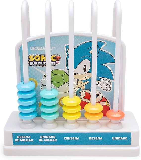 Ábaco 5 Colunas Verticais 50 Bolinhas em PVC Sonic Leo&Leo 2