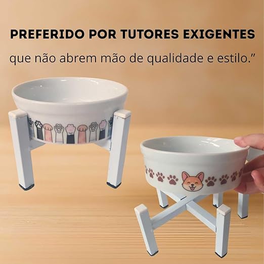 Comedouro Luxo Pet de Porcelana com Suporte Elevado 500 ml 4
