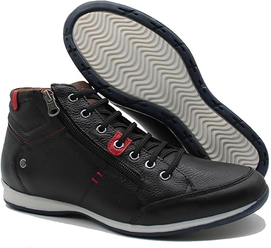 Sapatênis Masculino Couro Legítimo Cano Alto com Zíper Lateral Venture 2