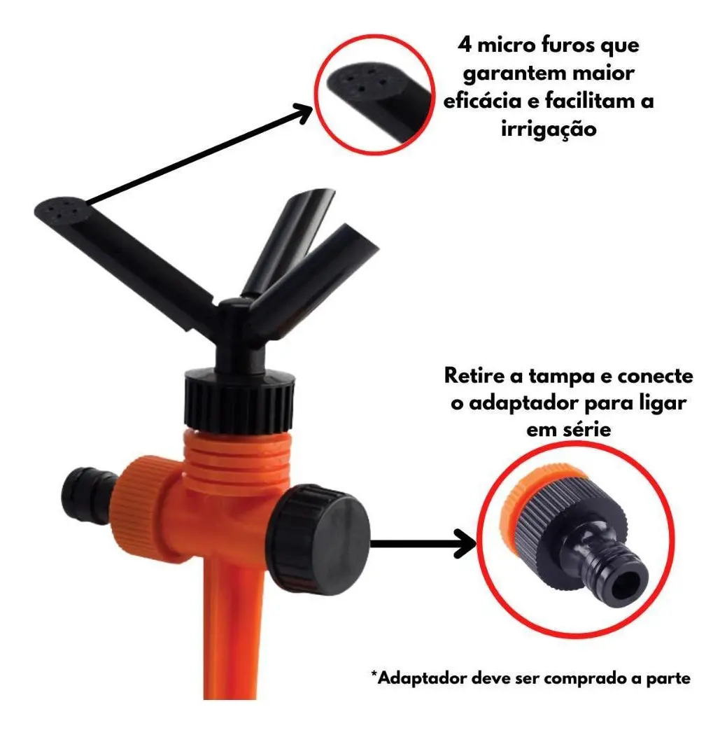Irrigador de Jardim Giratório com 3 Jatos 3