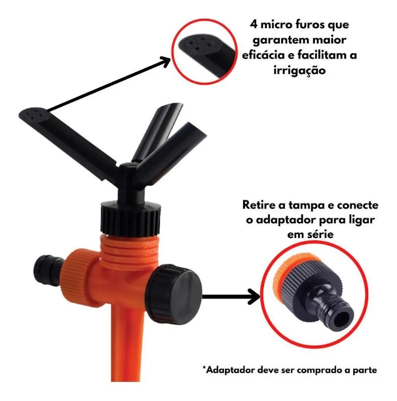 Irrigador de Jardim Giratório com 3 Jatos 3