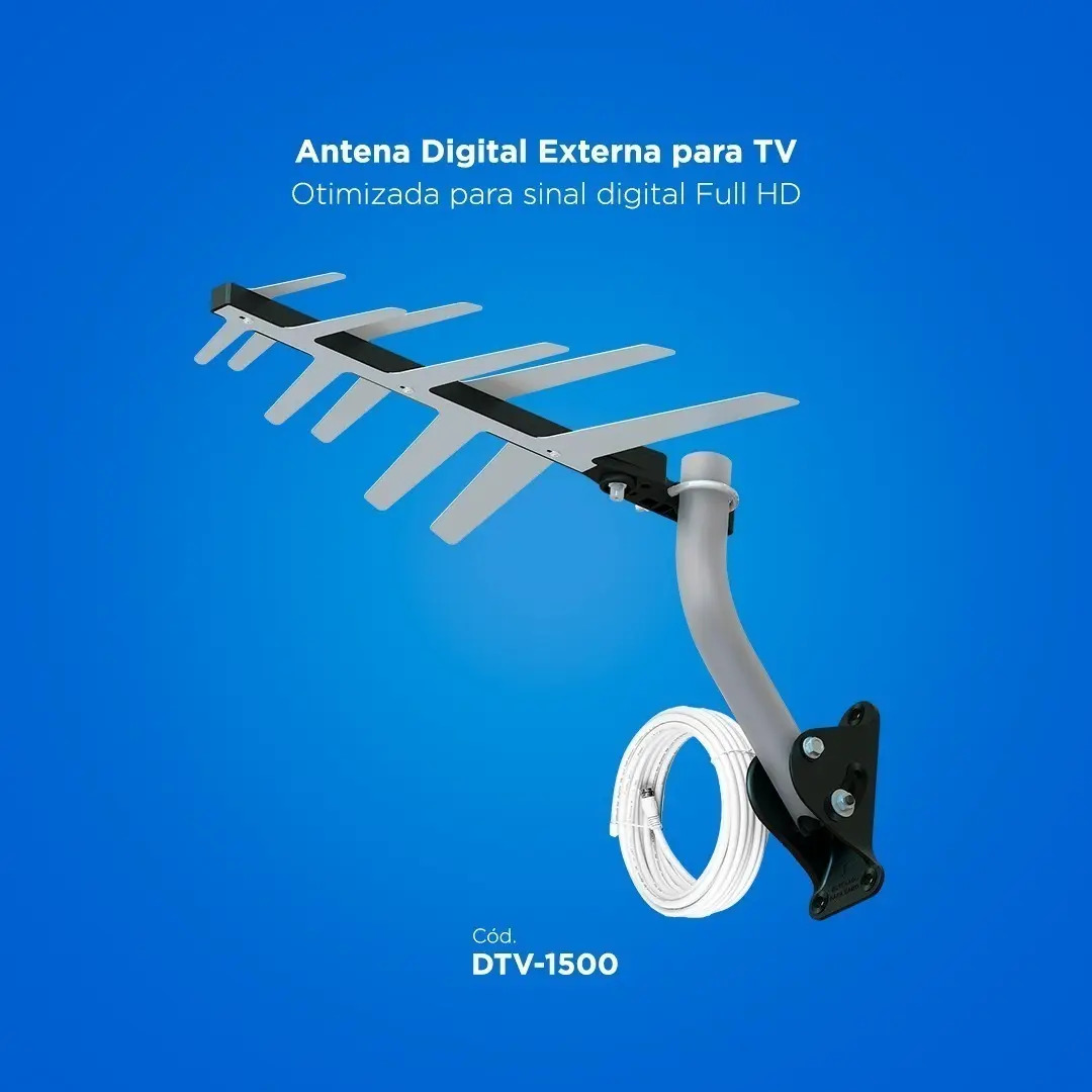 Antena Digital Externa com Suporte e Cabo 10 metros 2