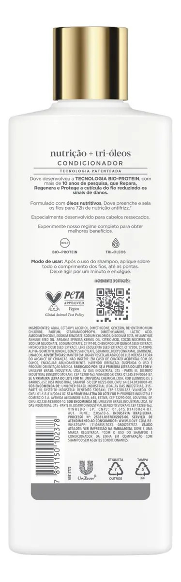 Dove Condicionador Nutrição Tri-Óleos 3
