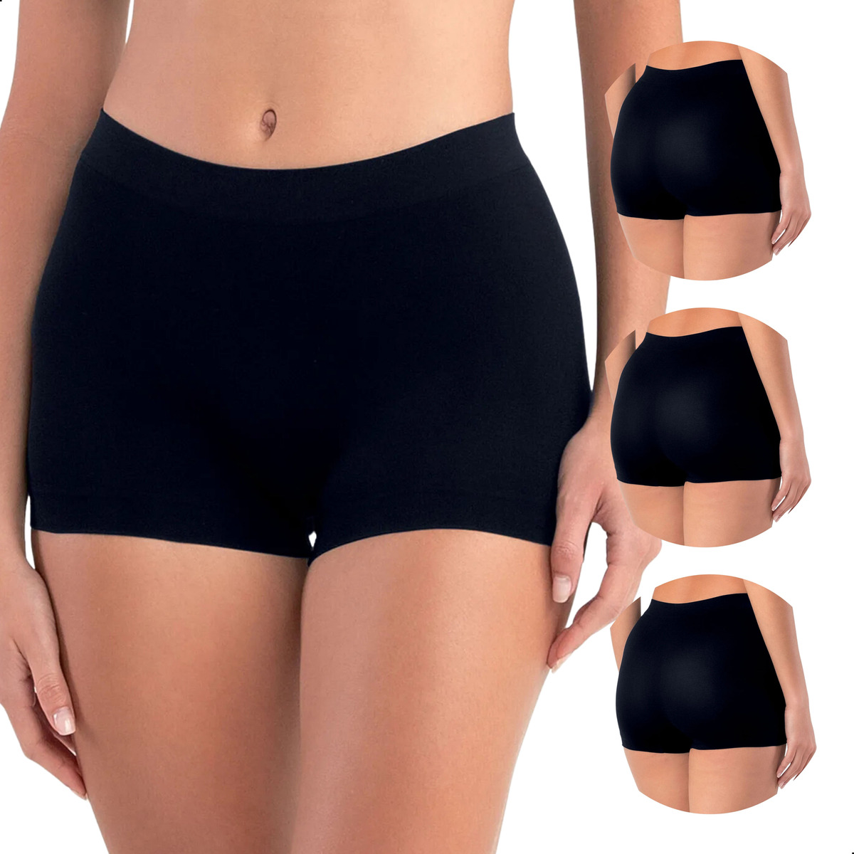 Kit 3 Calcinhas Boxer sem Costura She 1