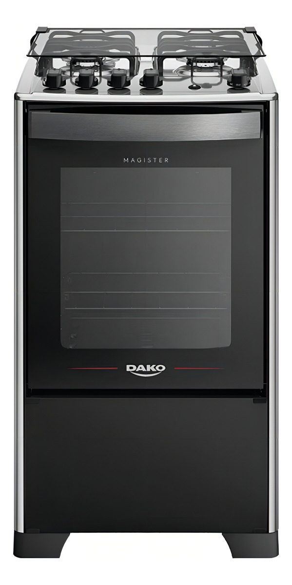 Fogão 4 Bocas Preto com Mesa Inox Dako Magister 2