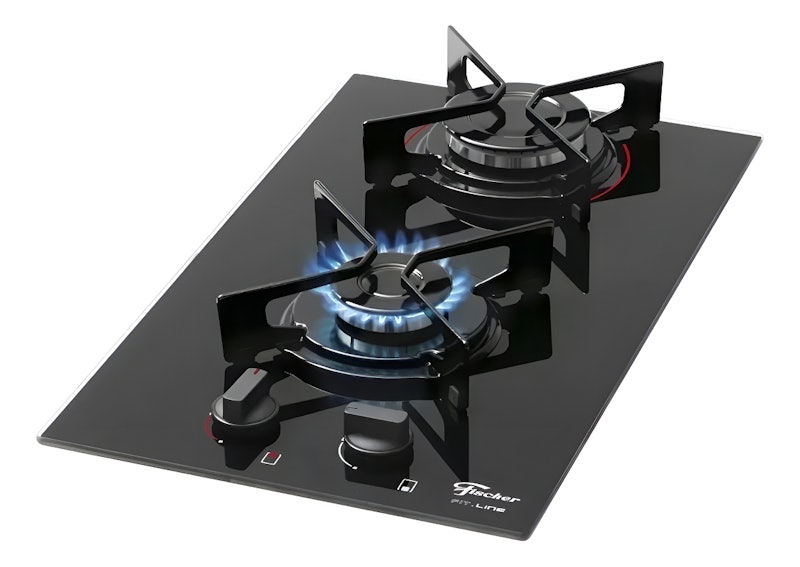 Cooktop a Gás Fischer 2 Bocas Fit Line Mesa Vidro Bivolt 1