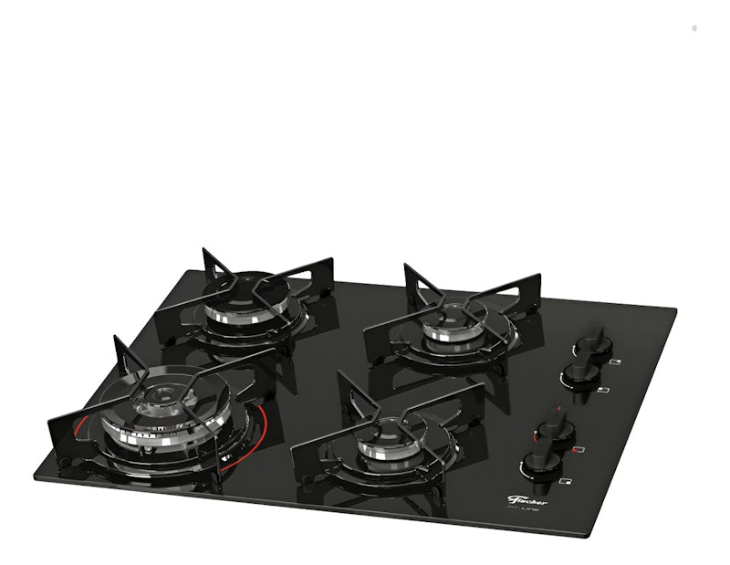 Cooktop a Gás Fischer 4 Bocas Fit Line Mesa Vidro 2