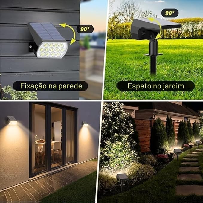 Kit 2 Mini Luminária Espeto Solar Jardim Luz 10 LED IP44 4