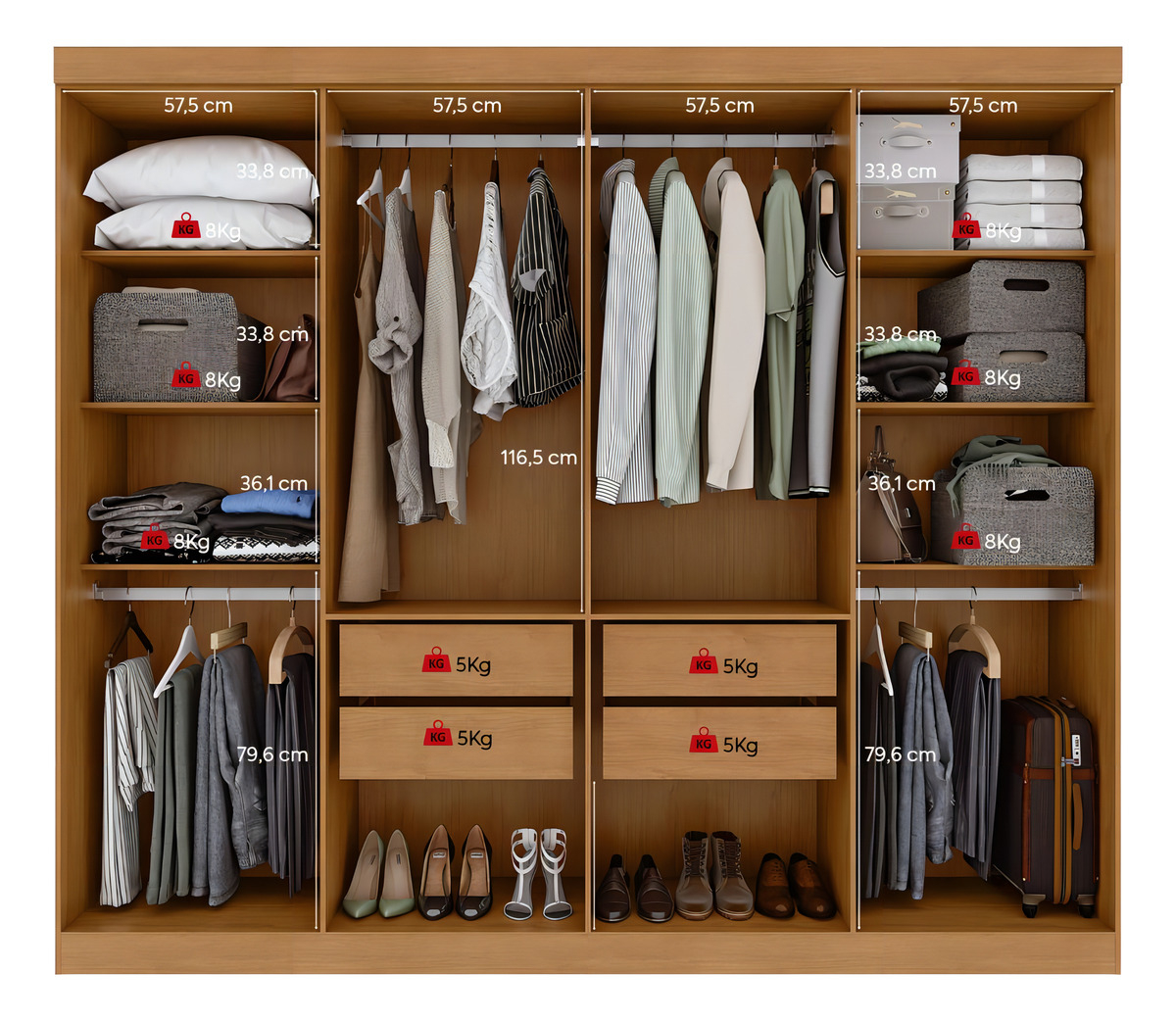 Guarda-Roupa Casal Easy Slim 8 Portas com Espelho Móveis Lopas 2