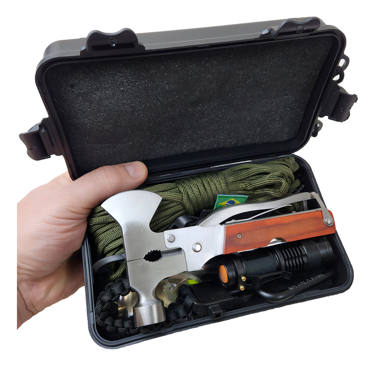Kit de Sobrevivência Pesca Caça Canivete Lanterna Paracord Pederneira Ferramenta Multifuncional 2