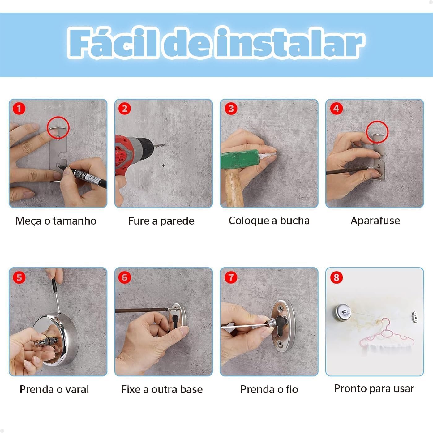Varal de Parede Retrátil  4