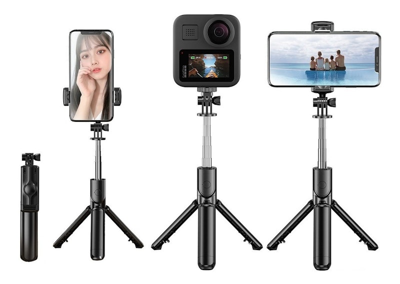 Tripé Pau de Selfie Gira 360º Controle Bluetooth Retrátil 5