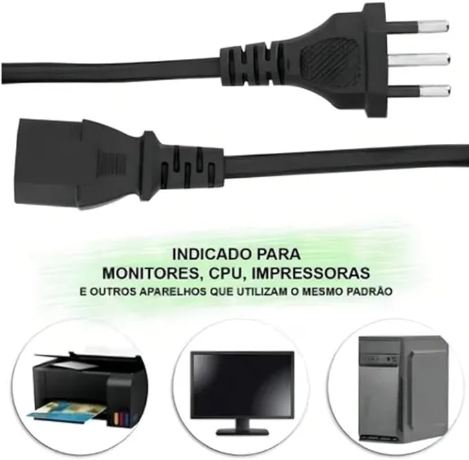 Cabo de Força 3 Pinos 10 A Tripolar Universal 1,5 m 2