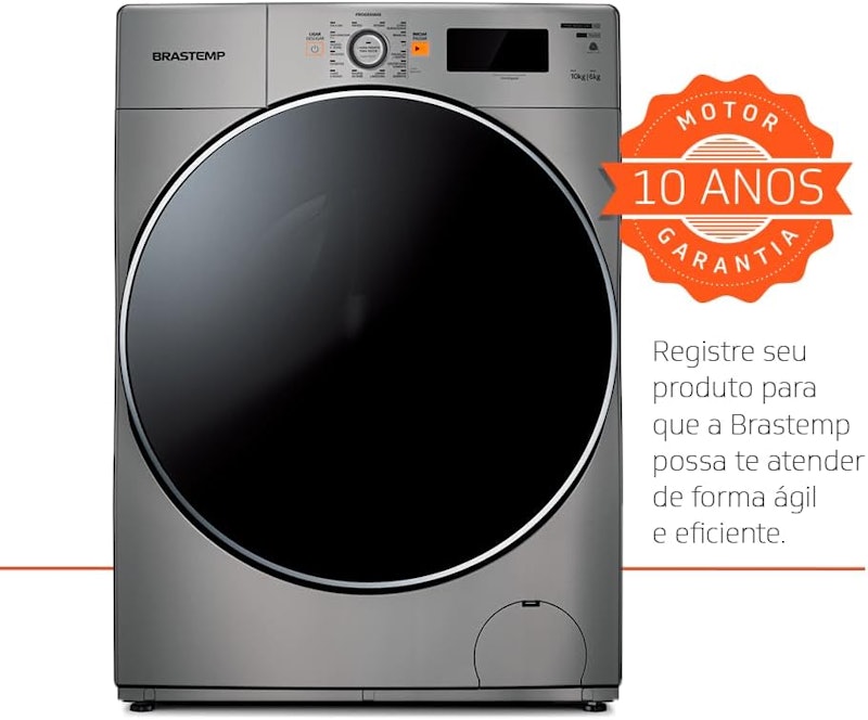Lava e Seca Brastemp 10,1 kg/6 kg Prata Água Quente 3