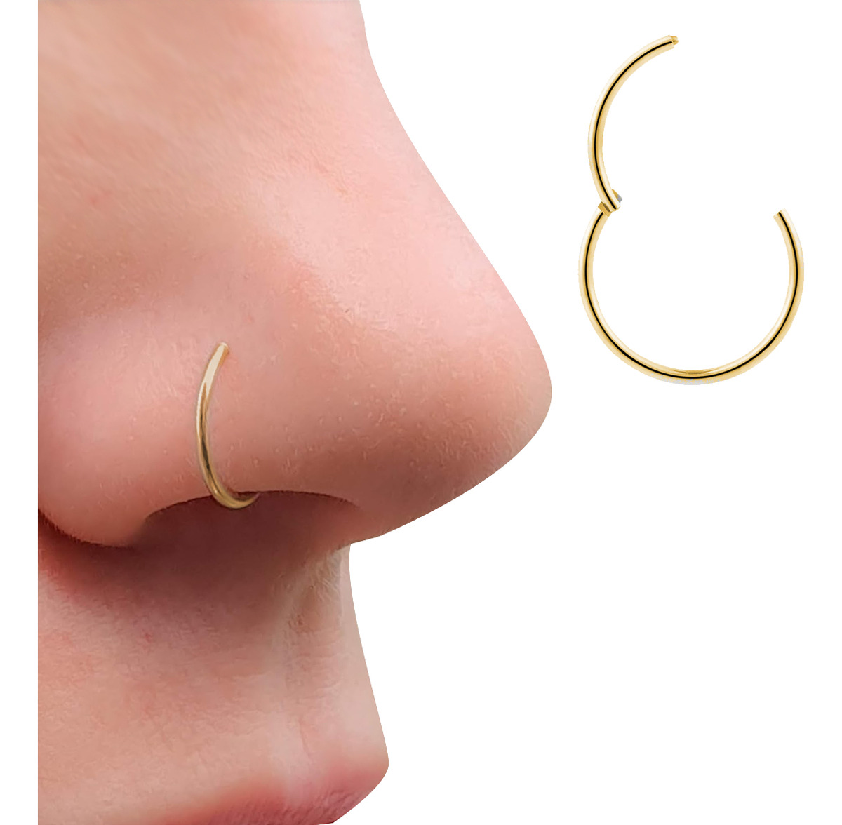Piercing Argola Clicker Nariz Fininha Aço Fácil Colocação 1