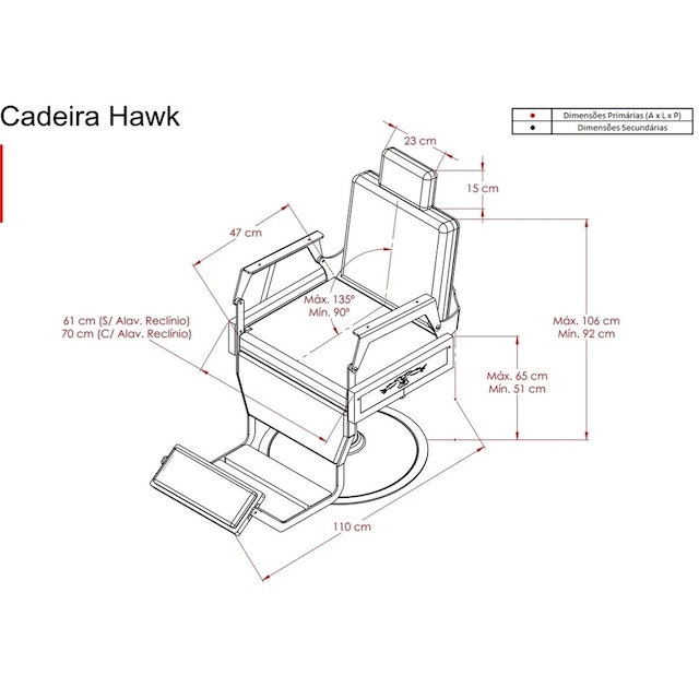 Cadeira de Barbeiro Reclinável Hawk 2