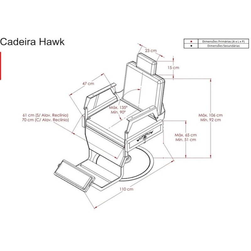 Cadeira de Barbeiro Reclinável Hawk 2