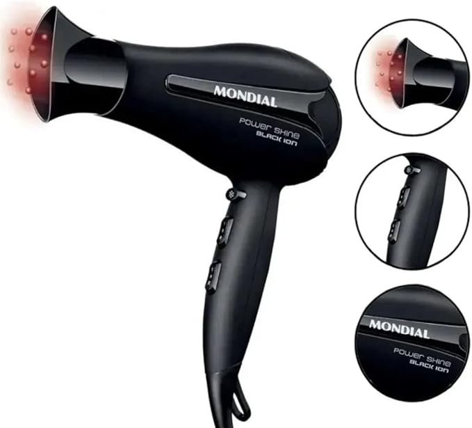 Secador de Cabelos Mondial Power Shine Black Íon SC-13 2
